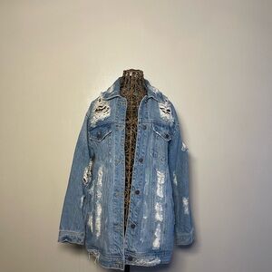 Oversized Distressed Jean Jacket